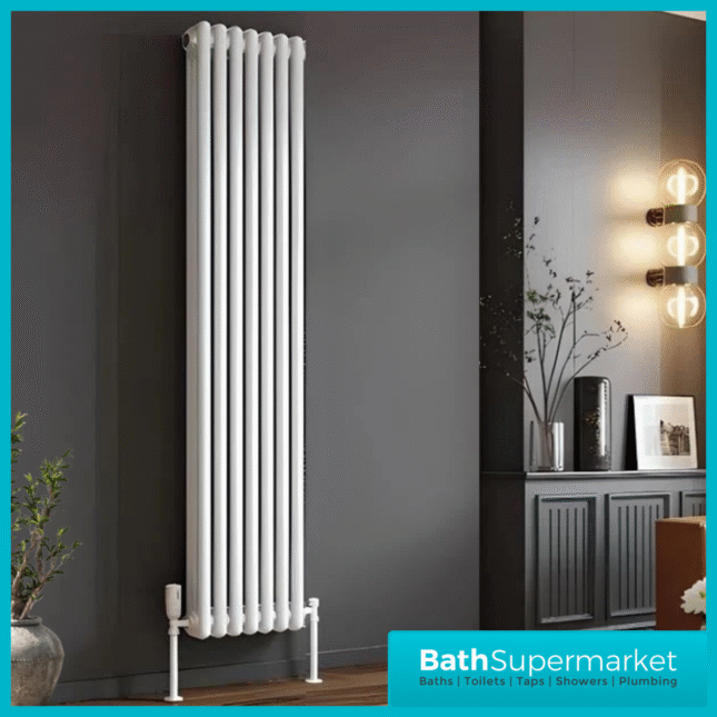 HEATWICK Heritage White Vertical Column 2 Radiator - 1800mm High - 245mm, 335mm & 425mm Widths