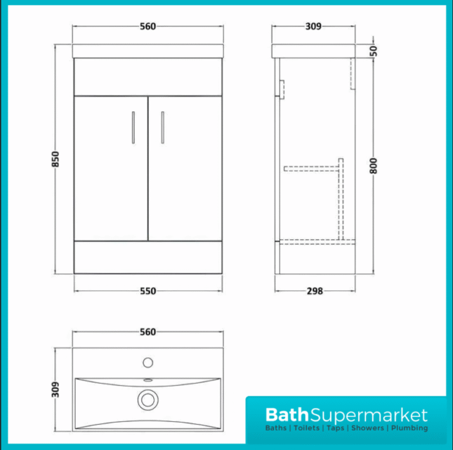Eden 500mm Floorstanding Vanity Unit With Basin & Matching 500mm WC Toilet Unit Set