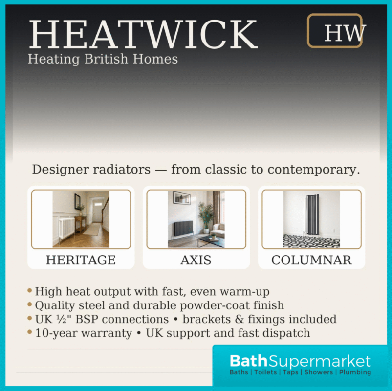 HEATWICK Columnar Anthracite Double Vertical Radiator – 1800mm High – 420mm, 540mm & 600mm Widths