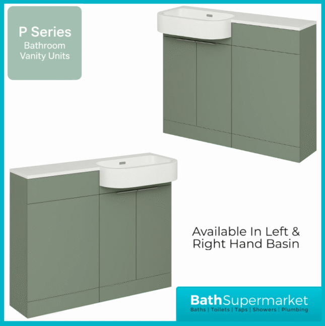 Modern P Series Satin Green Combination P Shape LH /RH Furniture Pack – 1000mm