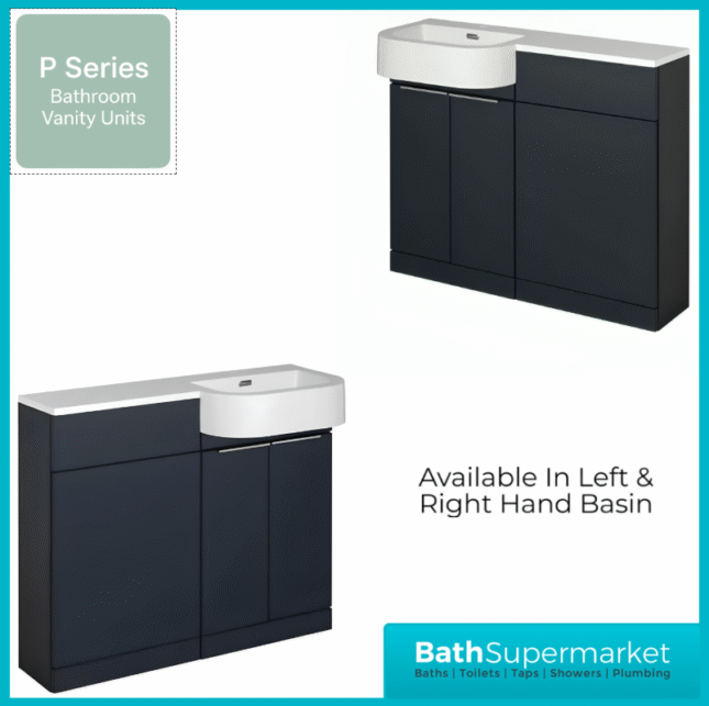 Modern P Series Matt Black Combination P Shape LH /RH Furniture Pack – 1000mm