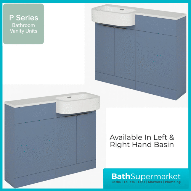 Modern P Series Satin Blue Combination P Shape LH /RH Furniture Pack – 1000mm