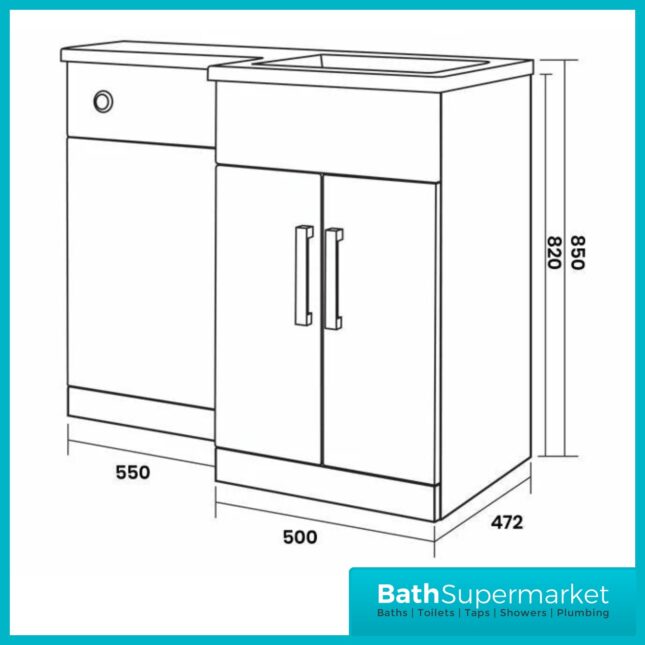 Modern L Series Matt Black Combination L Shape LH /RH Furniture Pack – 1070mm