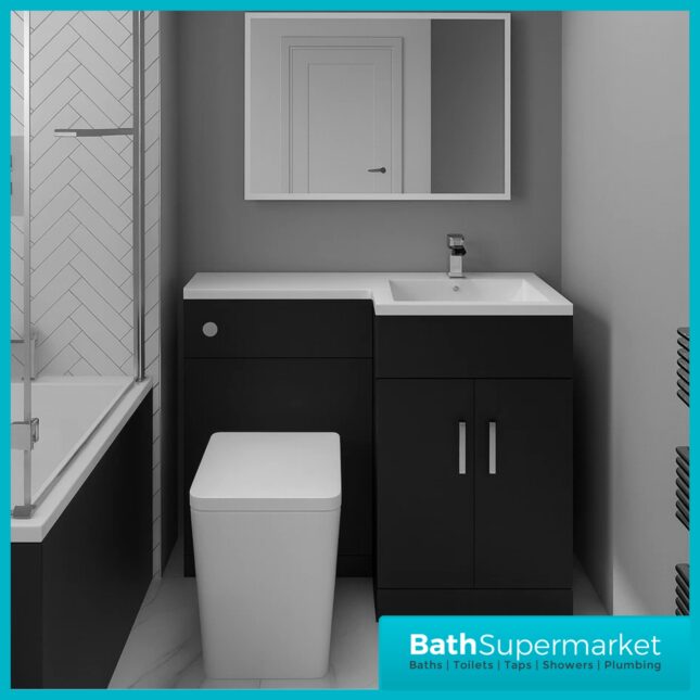Modern L Series Matt Black Combination L Shape LH /RH Furniture Pack – 1070mm