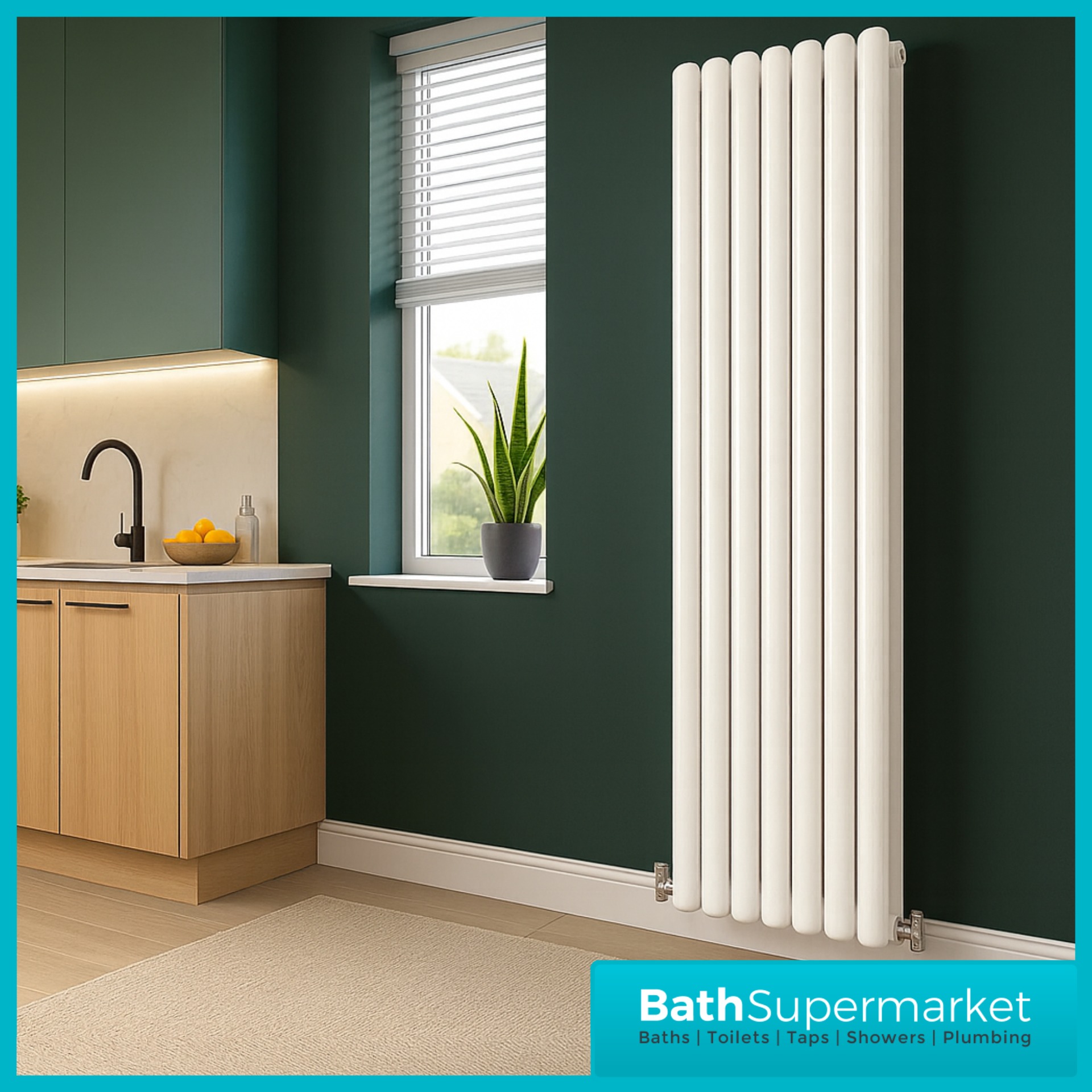 HEATWICK Columnar White Double Vertical Radiator – 1800mm High – 420mm, 540mm & 600mm Widths