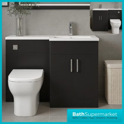 Modern L Series Matt Black Combination L Shape LH /RH Furniture Pack – 1070mm