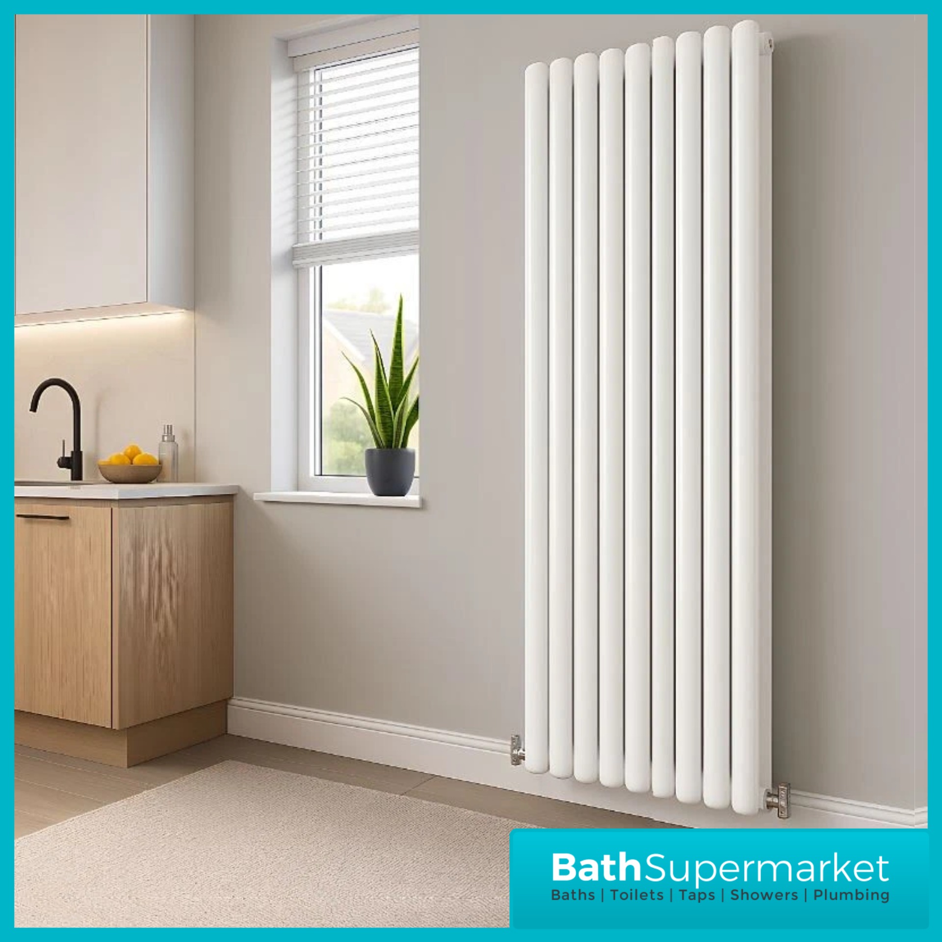 HEATWICK Columnar White Double Vertical Radiator – 1800mm High – 420mm, 540mm & 600mm Widths