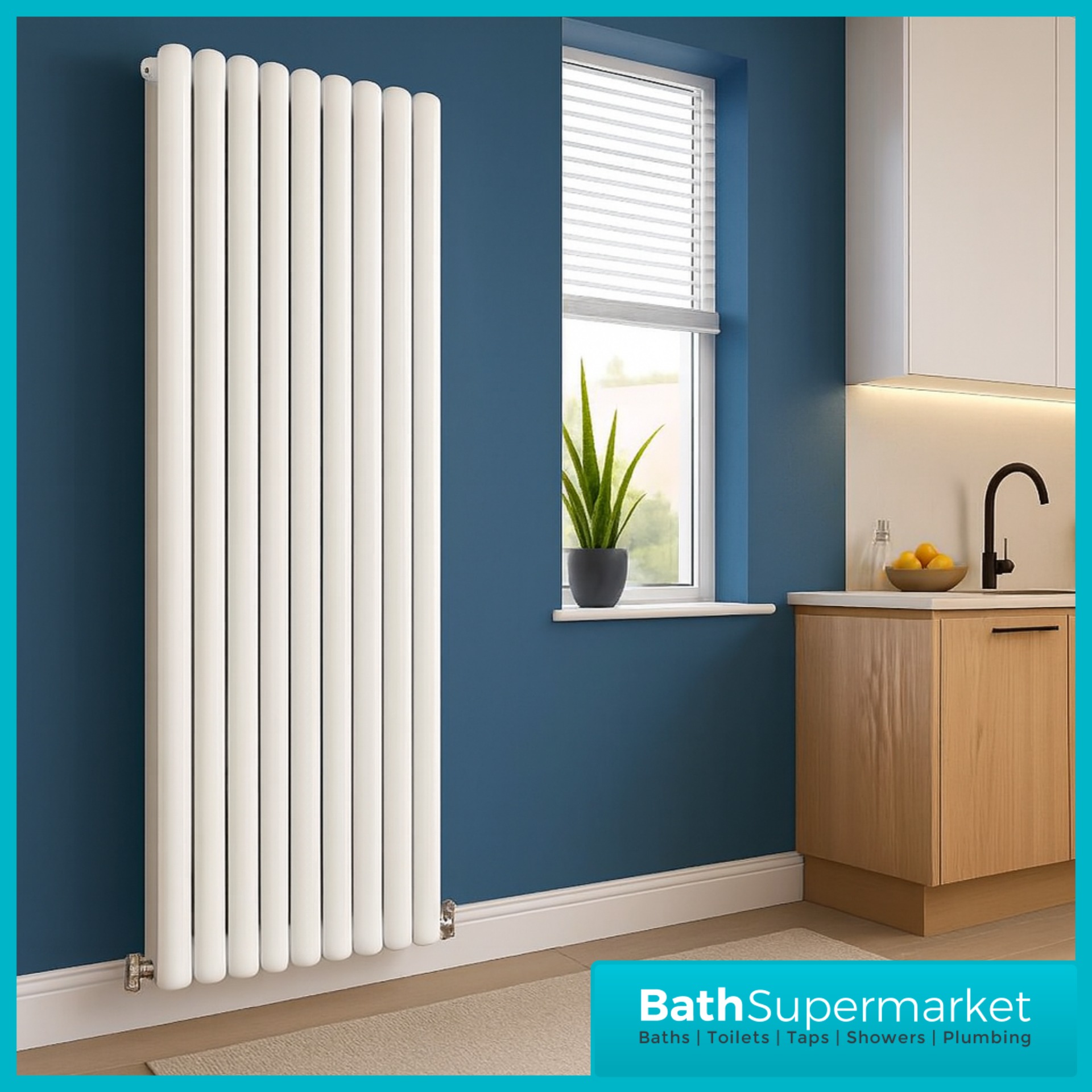 HEATWICK Columnar White Double Vertical Radiator – 1800mm High – 420mm, 540mm & 600mm Widths