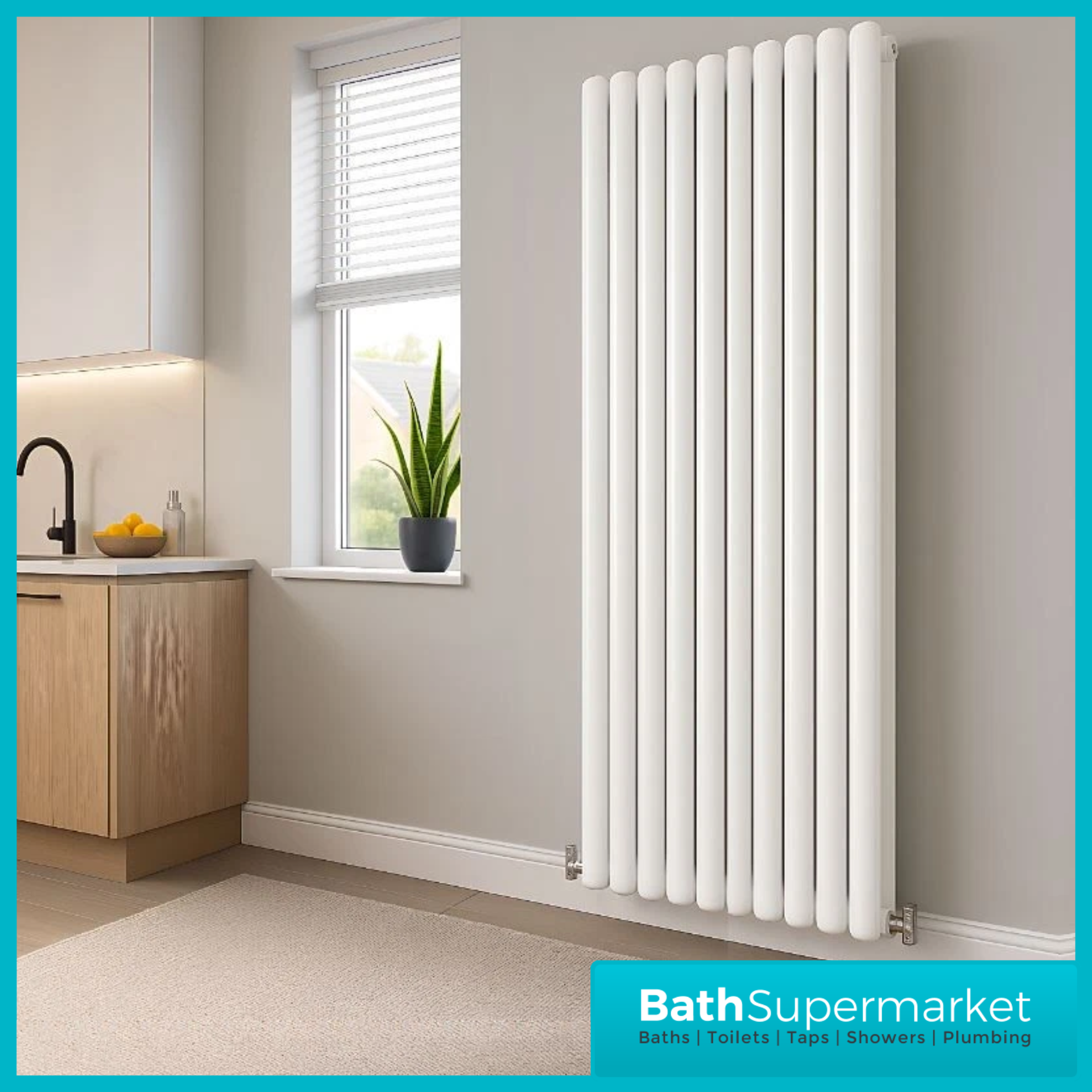 HEATWICK Columnar White Double Vertical Radiator – 1800mm High – 420mm, 540mm & 600mm Widths