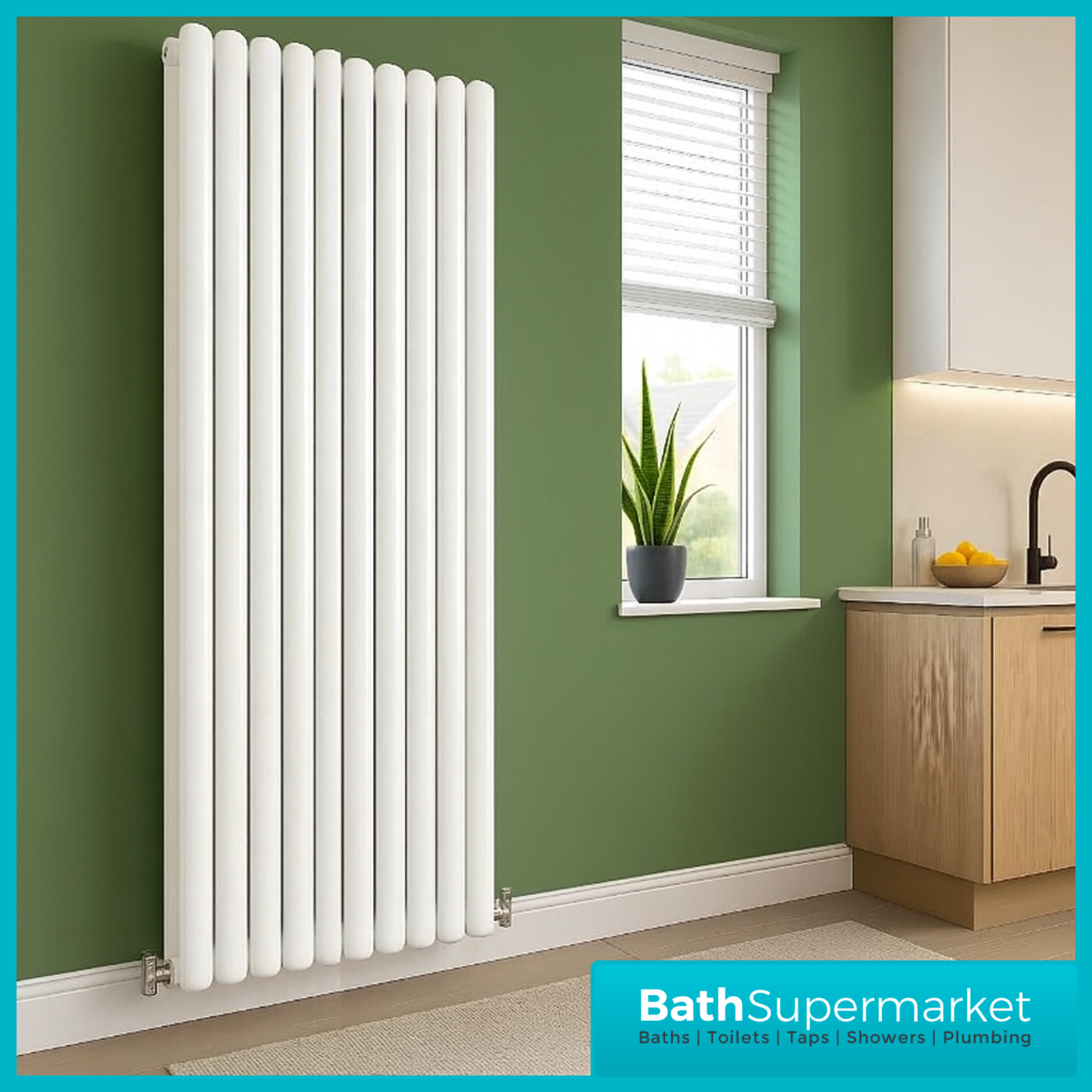 HEATWICK Columnar White Double Vertical Radiator – 1800mm High – 420mm, 540mm & 600mm Widths