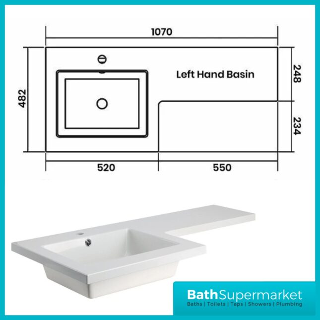 Modern L Series Matt Black Combination L Shape LH /RH Furniture Pack – 1070mm