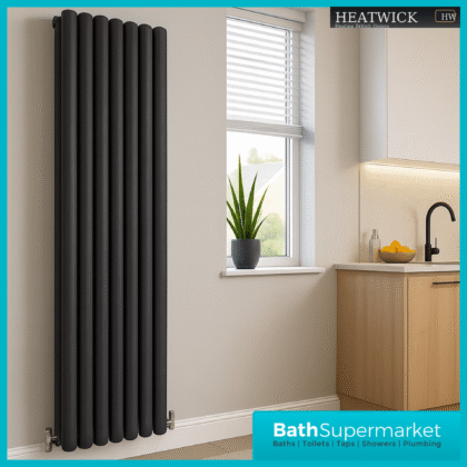 HEATWICK Columnar Anthracite Double Vertical Radiator – 1800mm High – 420mm, 540mm & 600mm Widths