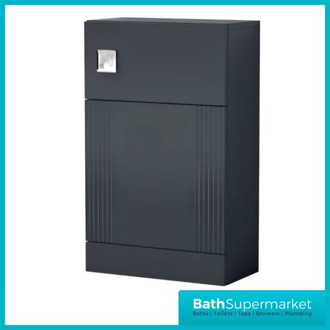 Modern Fluted Satin Black Back To Wall WC Toilet Unit 500mm