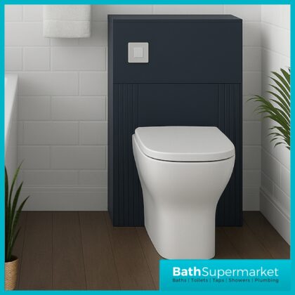 Modern Fluted Satin Black Back To Wall WC Toilet Unit 500mm