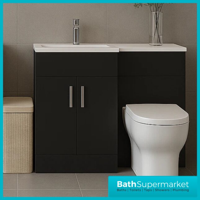 Modern L Series Matt Black Combination L Shape LH /RH Furniture Pack – 1070mm