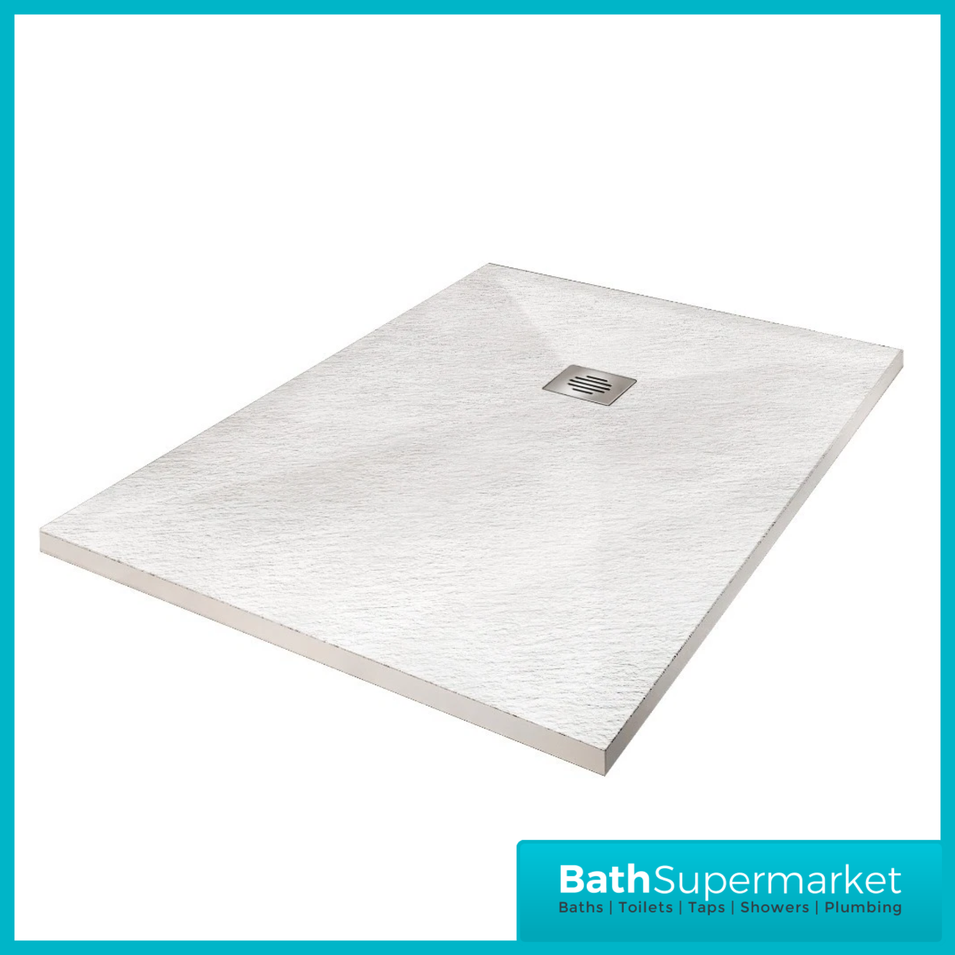 Ocean White Slate Effect Stone Resin Shower Tray Slim 30mm Low Profile – Various Sizes