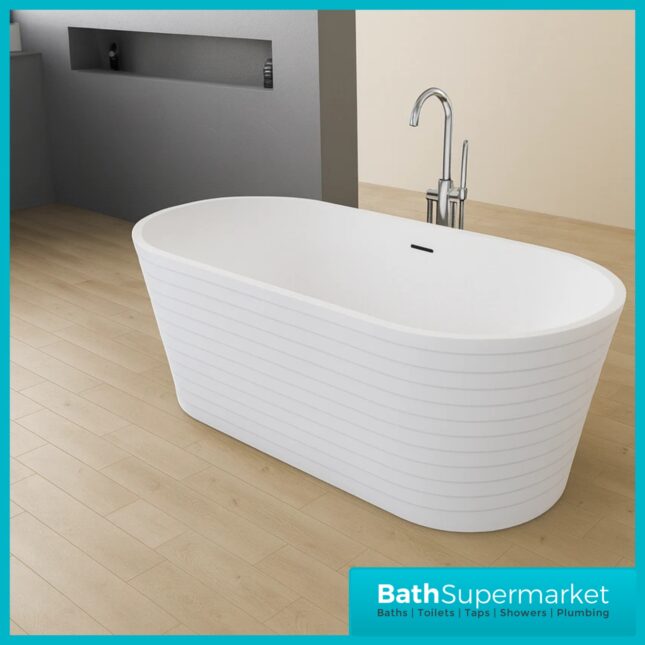 Bainlo Rosa Textured White Designer Freestanding Double Ended Bath 1650mm x 740mm