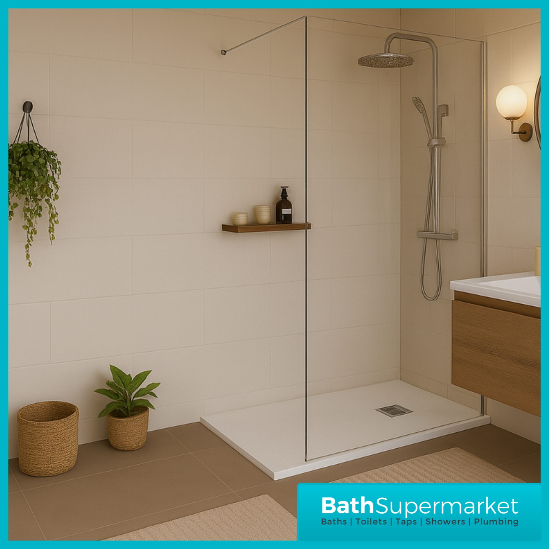 Ocean White Slate Effect Stone Resin Shower Tray Slim 30mm Low Profile – Various Sizes