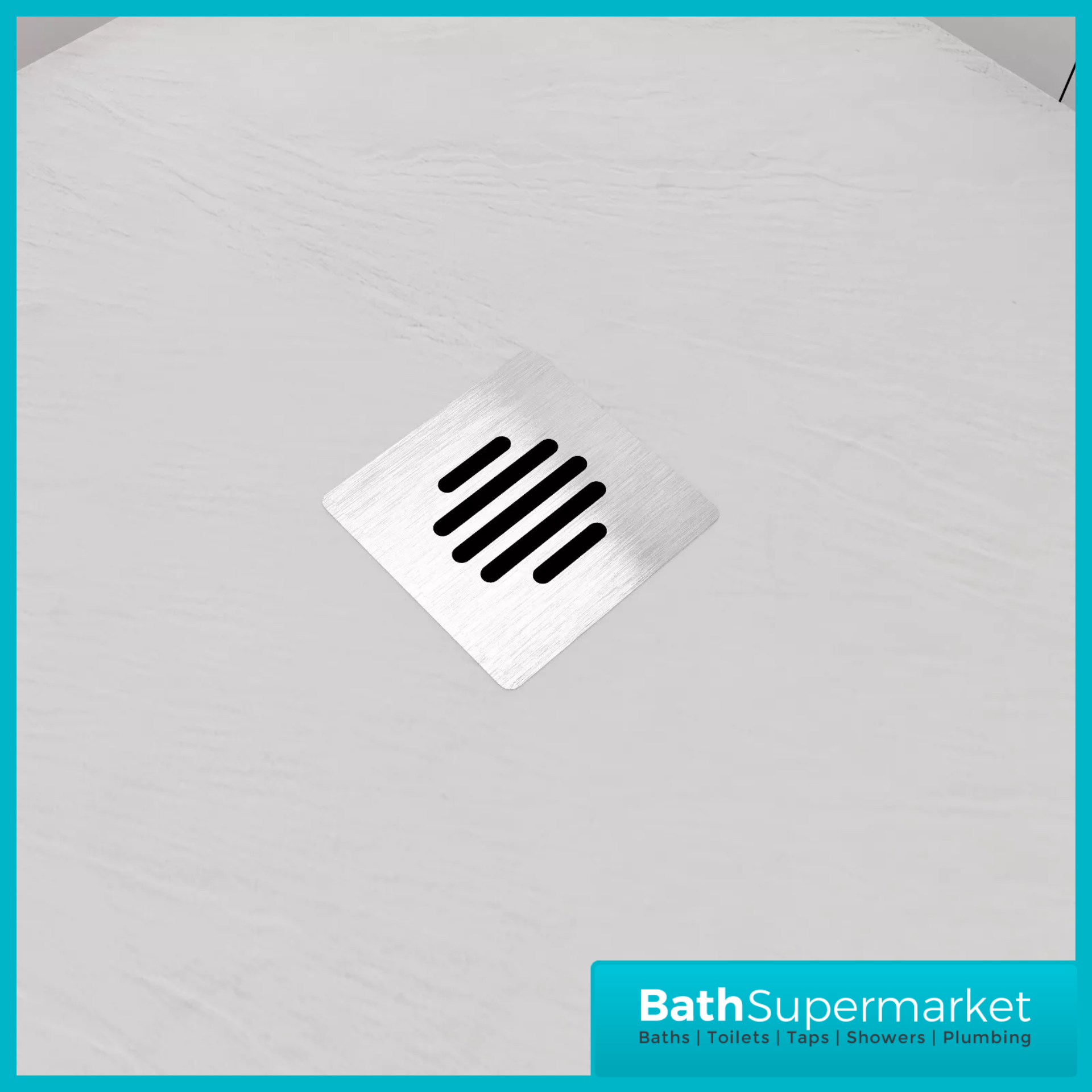 Ocean White Slate Effect Stone Resin Shower Tray Slim 30mm Low Profile – Various Sizes