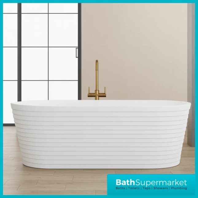 Bainlo Rosa Textured White Designer Freestanding Double Ended Bath 1650mm x 740mm
