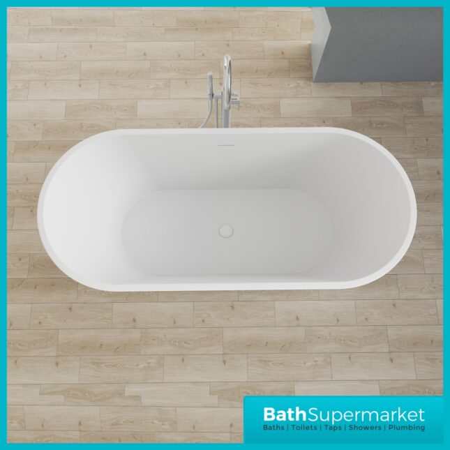 Bainlo Rosa Textured White Designer Freestanding Double Ended Bath 1650mm x 740mm