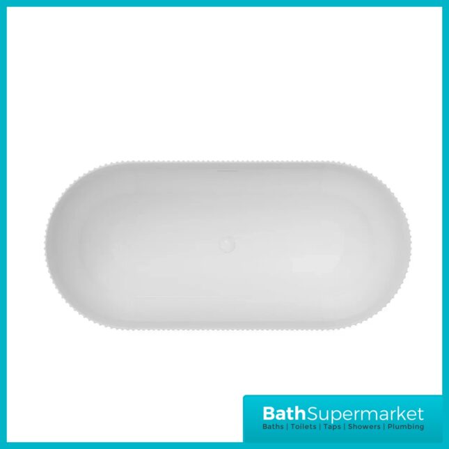 Bainlo Pacha Fluted Matt Black Designer Freestanding Double Ended Bath 1600mm x 740mm