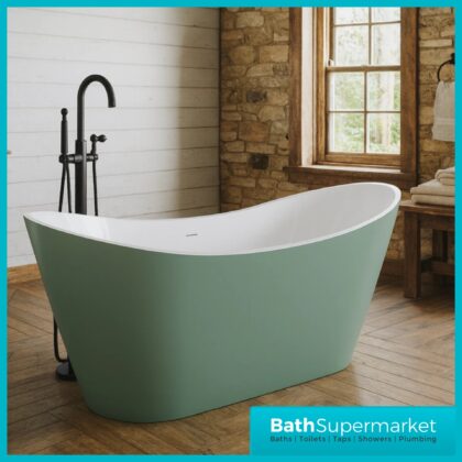 Bainlo Sage Green Designer Freestanding Double Ended Slipper Bath 1650mm x 740mm