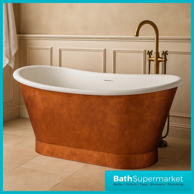 Bainlo Ezra Copper Effect Designer Freestanding Double Ended Bath 1690mm x 800mm