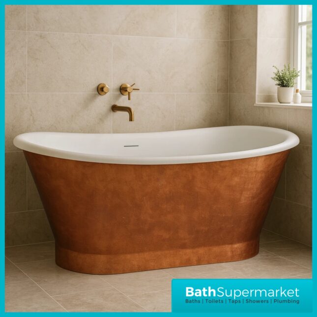 Bainlo Ezra Copper Effect Designer Freestanding Double Ended Bath 1690mm x 800mm