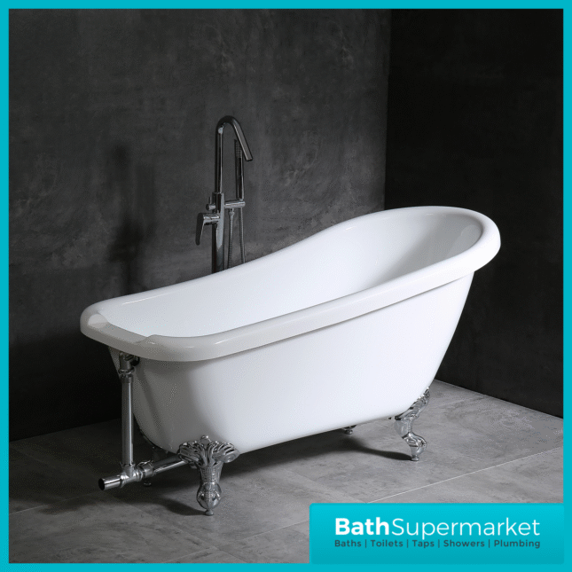 Bainlo Alexander Traditional White Freestanding Slipper Bath With Roll Top Legs 1700mm