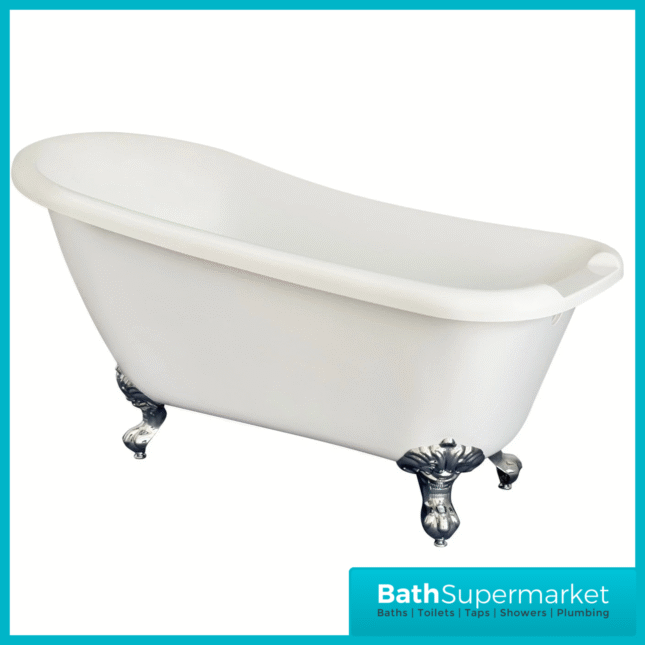 Bainlo Alexander Traditional White Freestanding Slipper Bath With Roll Top Legs 1700mm