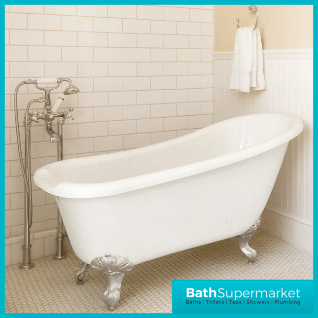 Bainlo Alexander Traditional White Freestanding Slipper Bath With Roll Top Legs 1700mm