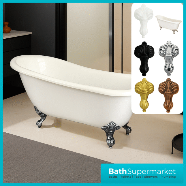 Bainlo Alexander Traditional White Freestanding Slipper Bath With Roll Top Legs 1700mm