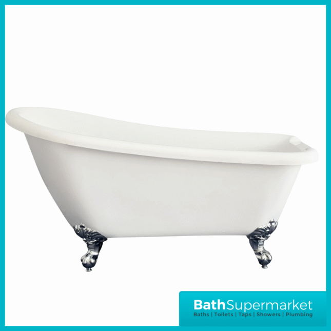 Bainlo Alexander Traditional White Freestanding Slipper Bath With Roll Top Legs 1700mm