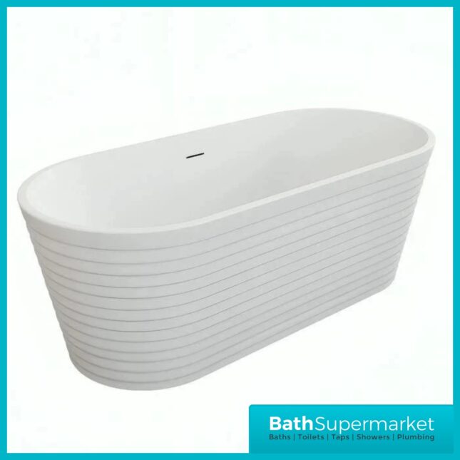 Bainlo Rosa Textured White Designer Freestanding Double Ended Bath 1500mm x 740mm