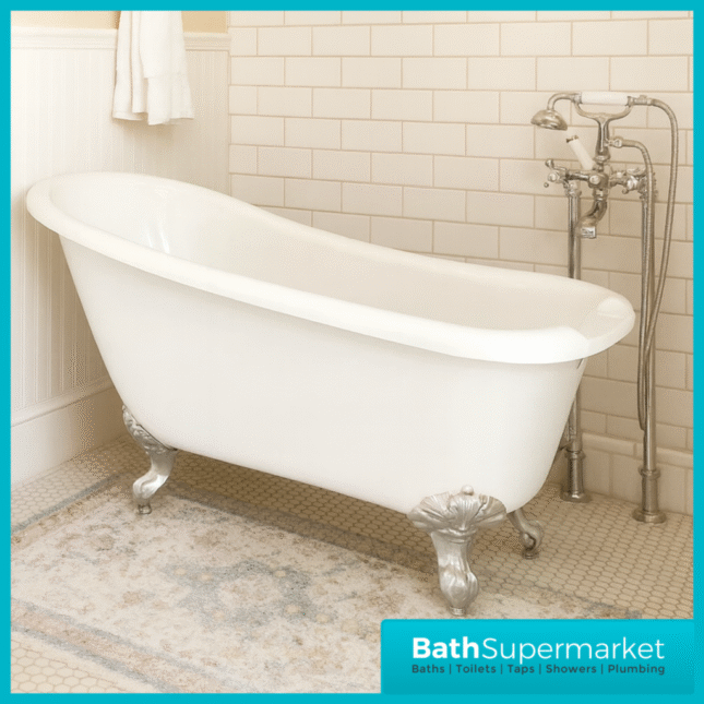 Bainlo Alexander Traditional White Freestanding Slipper Bath With Roll Top Legs 1700mm