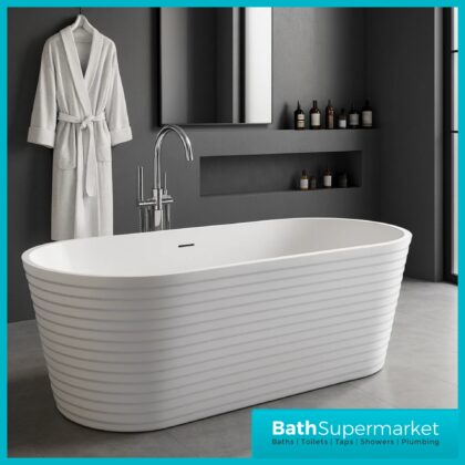 Bainlo Rosa Textured White Designer Freestanding Double Ended Bath 1650mm x 740mm