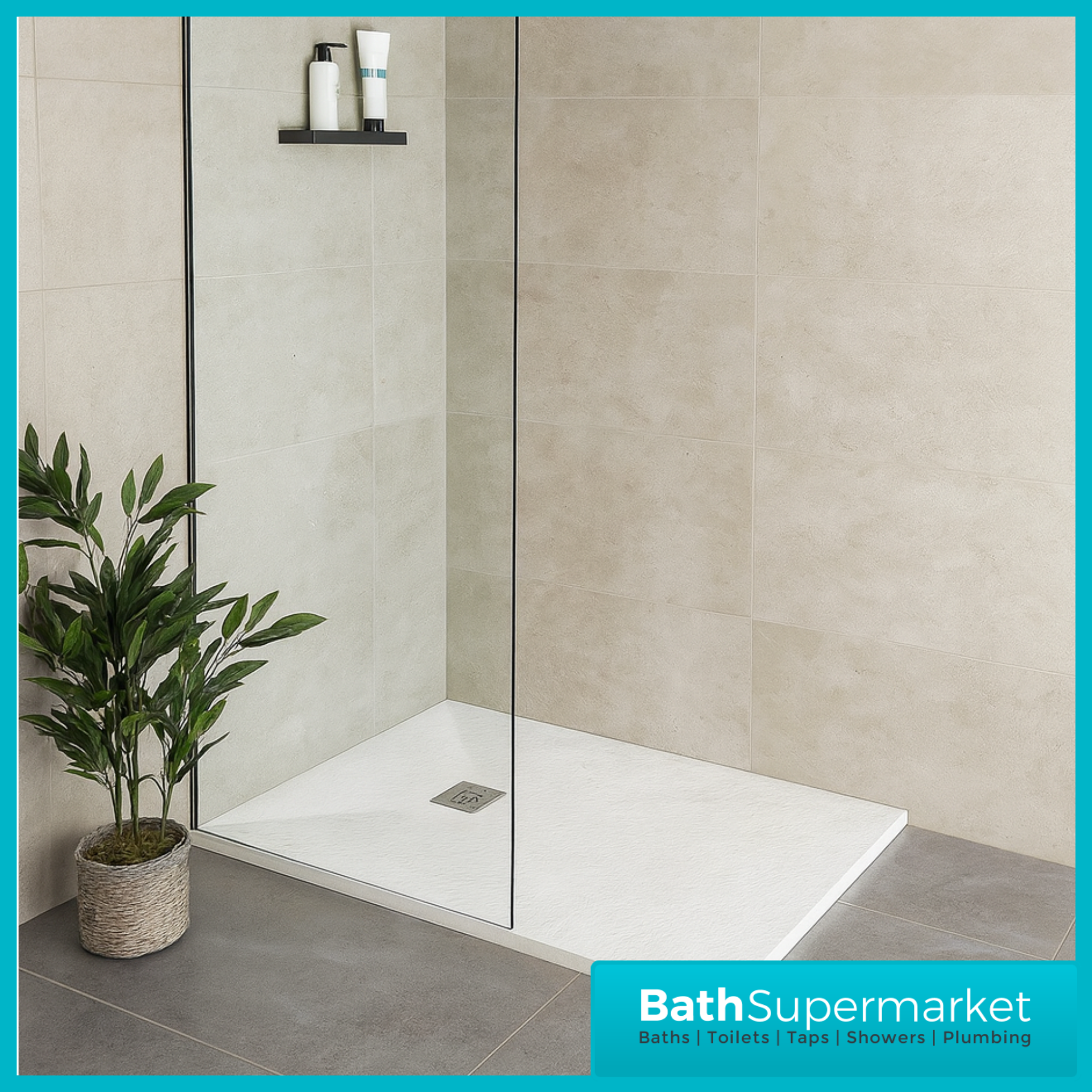 Ocean White Stone Resin Slate Effect Shower Tray 30mm Low Profile