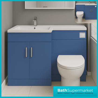 Modern L Series Satin Blue Combination L Shape LH /RH Vanity Unit Furniture Pack – 1070mm