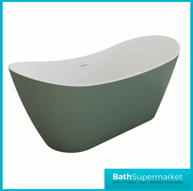 Bainlo Sage Green Designer Freestanding Double Ended Slipper Bath 1650mm x 740mm