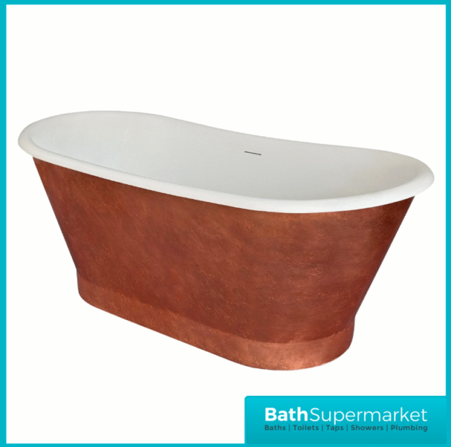 Bainlo Ezra Copper Effect Designer Freestanding Double Ended Bath 1690mm x 800mm
