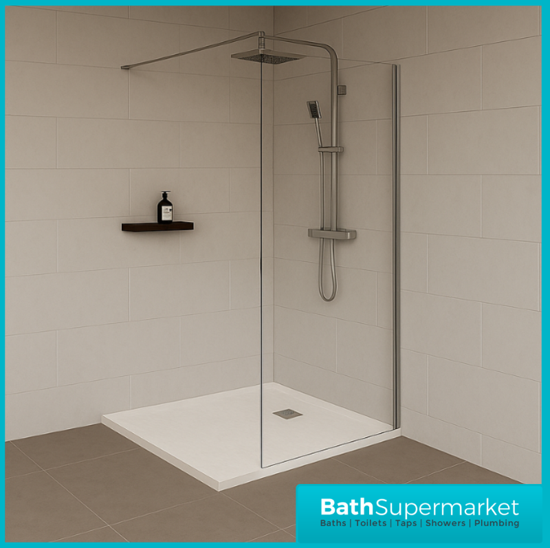 Ocean White Slate Effect Stone Resin Shower Tray Slim 30mm Low Profile – Various Sizes